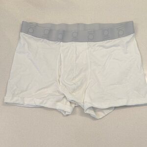Men's White Boxer Briefs with Gray Waistband - 3” inseam